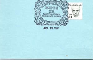 US SPECIAL POSTMARK EVENT CARD RHODE ISLAND PHILATELIC SOCIETY CENTENNIAL 1985 e