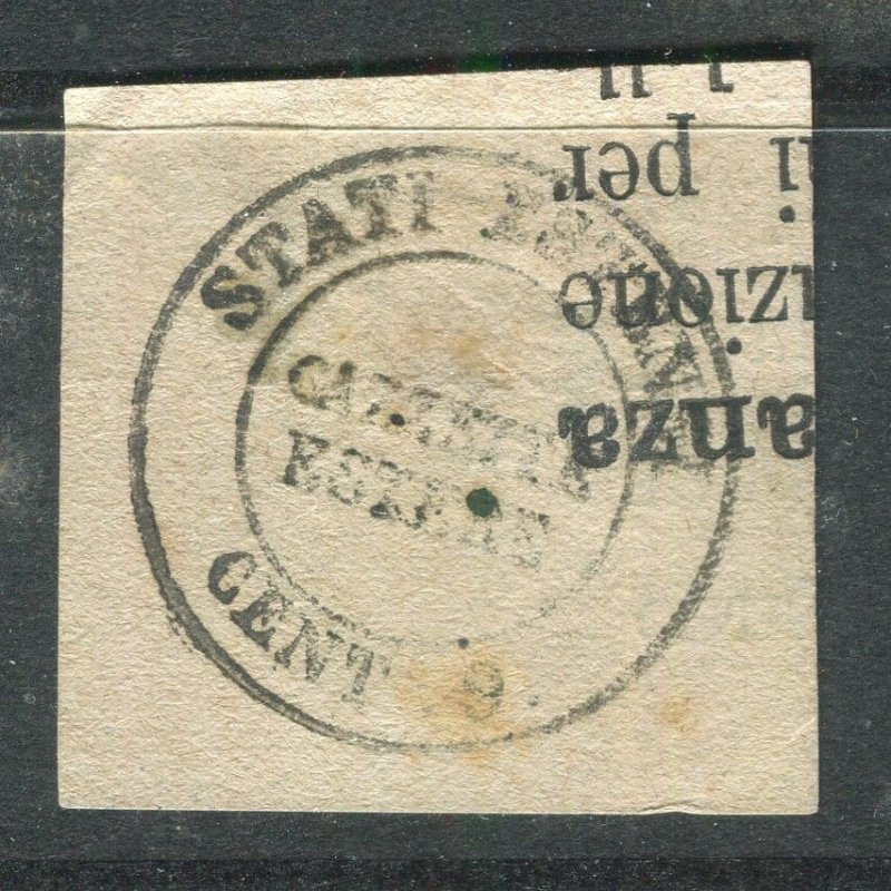 ITALY MODENA; 1859 Forged Newspaper STATI ESTENSI 9c. cancel, Reference item