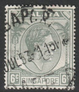 Malaya Singapore Scott 6a - SG21, 1948 George VI 6c Perf 17.1/2 x 18 used