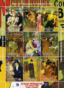 Malagasy 1999 TOULOUSE LAUTREC Paintings Sheet Perforated Mint (NH)