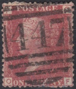 Great Britain Sg43 1d red Pl 124 Used cv £2.75   OF