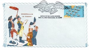 BATTLE OF THE VIRGINIA CAPES CACHET AND CANCEL COVER OCT 17 1981 YROKTOWN VA