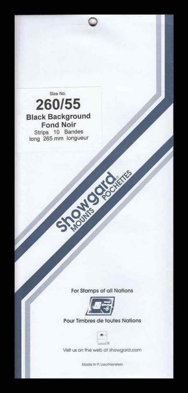 Showgard Stamp Mount 260 / 55 BLACK Background Pack of 10 New Sealed 