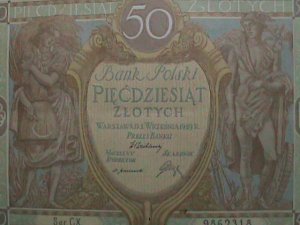 POLAND-1929-BANK POLSKI-ANTIQUE OVER 94 YEARS  UNC LARGE SIZE-BANK NOTE VF