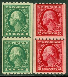 EDW1949SELL : USA 1912 Scott #410-11 Coil pairs. Mint Never Hinged. Catalog $87.