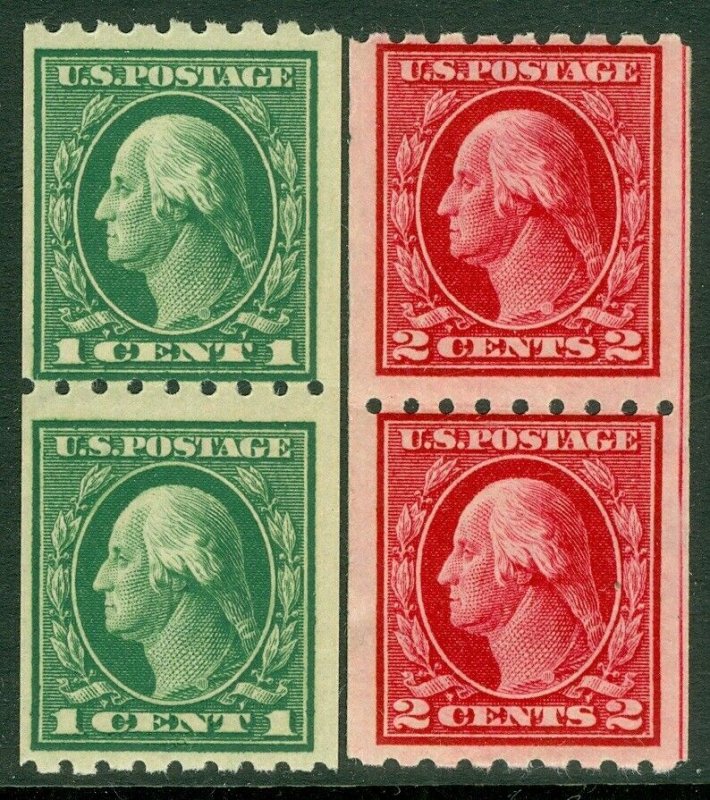 EDW1949SELL : USA 1912 Scott #410-11 Coil pairs. Mint Never Hinged. Catalog $87.