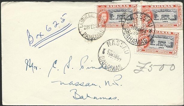 BAHAMAS 1964 local cover with LANDRAIL POINT cds...........................49147