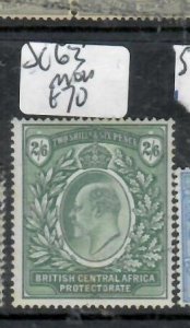 BRITISH CENTRAL AFRICA  KE 2/6   SG 63   MOG      P0624A H