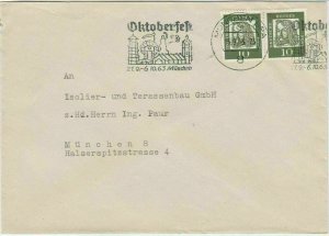 Germany 1963 October Fair Rides Slogan Munich Cancels Stamps Cover Ref 29154