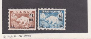 Greenland  Scott #39-40 MNH 1956 Overprinted Polar Bear Issue CV $99.00