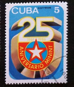 CUBA Sc# 2872  MINISTRY OF THE INTERIOR government  1986  used  /cancelled