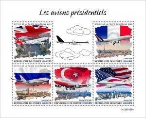 GUINEA - 2023 - Presidential Planes - Perf 5v Sheet - Mint Never Hinged