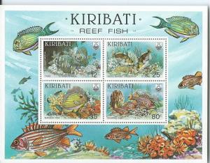 Kiribati #455a Reef Fish Souvenir sheet of 4  (MNH) CV 7.50