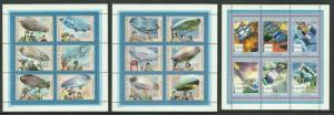 Niger #1073-5 MNH S/Sheets, Zeppelins, Satellites