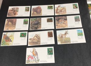 USA 2001 GREAT PLAINS PRAIRIE WILDLIFE FLEETWOOD FIRST DAYS SET OF 10 C241