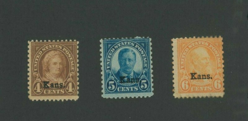 1929 United States Postage Stamps #662-664 Mint Hinged Average Original Gum