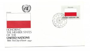 United Nations #433 Flag Series 1984, Poland Artmaster  FDC