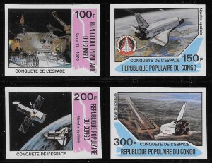 Congo, Peoples Republic 580-583 Conquest of Space set IMPERF MNH