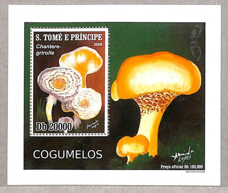 A3356 - SAO TOME & PRINCIPE ERROR MISSPERF Miniature sheet: 2008, Mushrooms