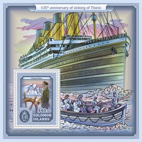 SOLOMON ISLANDS 2017 SHEET 105TH OF SINKING OF TITANIC SHIPS BOATS slm17204b