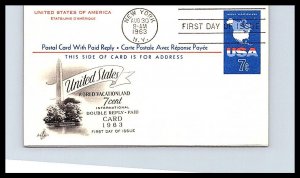 #UY19 Map of the USA Postal Reply Card - Artcraft Cachet SCBL