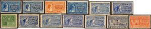 Collection of 13 Stamps Scott's E1 thru E13, E9 has PFC