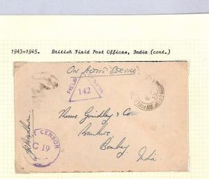 AX147 1943-45 WW2 INDIA British FPO Covers {2}