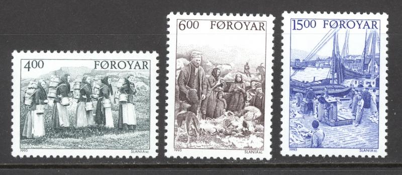 Faroe Islands Sc# 290-292 MNH 1995 4k-15k Early Folk Life