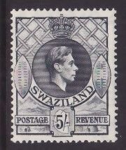 Swaziland-Sc#36- id9-unused og NH 5sh KGVI-1938- rainbow effect caused by s