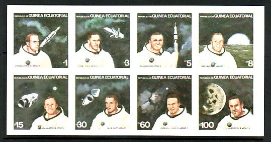 Eq. Guinea, Mi Cat. 1411-1418 B. American Astronauts, IMPERF sheet of 8. ^