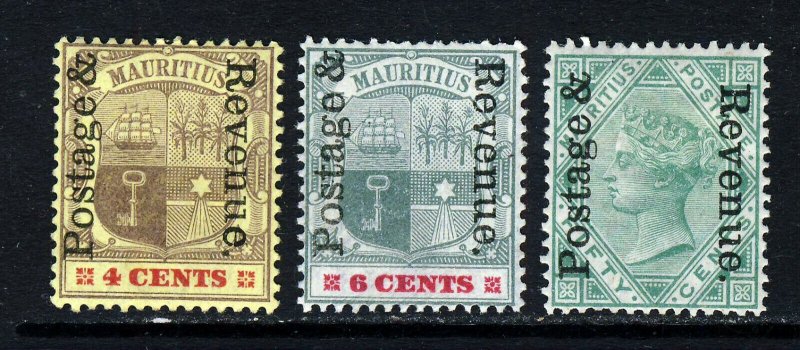 MAURITIUS 1902 POSTAGE & REVENUE Overprints SG 157, SG 158 & SG 161 MINT