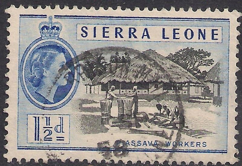 Sierra leone 1956 - 61 QE2 1 1/2d Piassava Workers SG 212 ( L1200 )