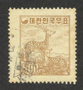 Korea Scott 239 Used H - 1956 Sika Deer Redrawn - SCV $4.75