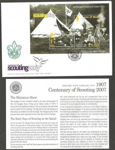2007 Isle of Man Scouts Centenary Europa minisheet FDC 