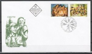 Bulgaria, Scott cat. 4427 a-b. Scouting Centenary issue. First day cover.