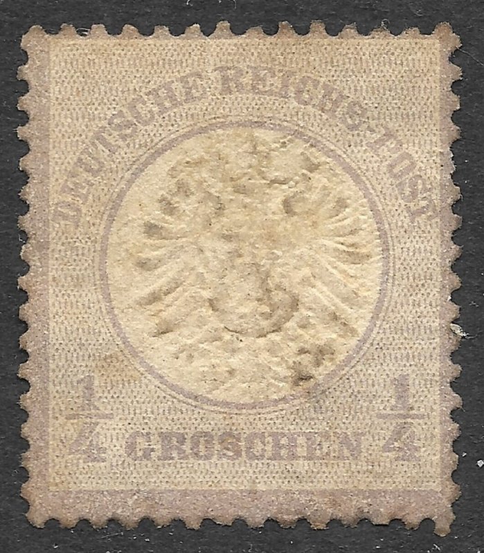 MH 1872 German 1/4gr Large Shield Postage Stamp, Scott #14*