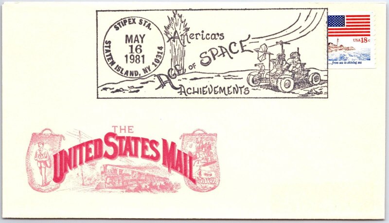 US SPECIAL EVENT POSTMARK COVER AMERICA'S AGE OF SPACE ACHIEVEMENTS STIPEX 1981