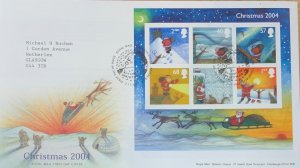 GB FDC 2004 CHRISTMAS MINISHEET  SGMS2501  BUREAU CANCEL