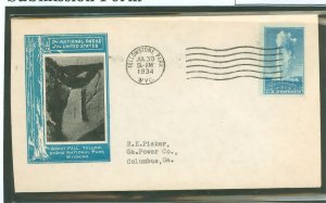 US 744 1934 5c Yellowstone (National Park series) single on an addressed first day cover with an Ioor cachet.