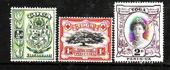 Tonga-Sc#73-5- id5-three unused hinged -1942-