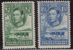 BECHUANALAND MLH Scott # 124, 126 King George VI (2 Stamps) -10