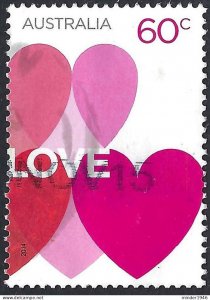 AUSTRALIA 2014 60c Multicoloured, Romance-Love Hearts  FU