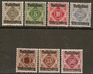 Wurttemburg 7 Different MLH VF 1920 SCV $10.50