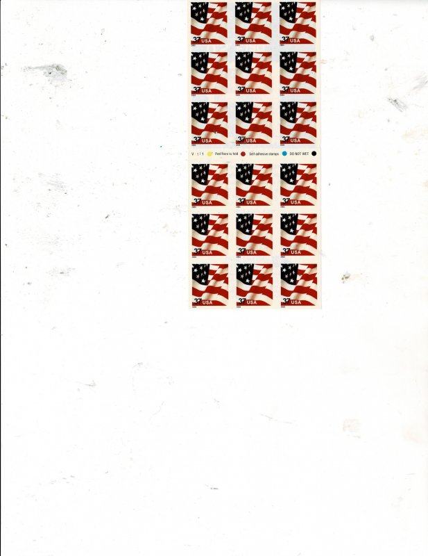 Flag 37c US Postage ATM Booklet of 18 stamps 3637a VF MNH United