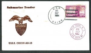 U.S.A. Postal History - USS ORION AS-18 Submarine Tender (1954) Cover