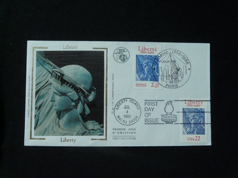 architecture statue of Liberty joint issue FDC France-USA 1986 (ref 44773)