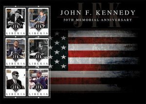 Liberia - 2013 - PRESIDENT JOHN F. KENNEDY - Sheet of 6 - MNH