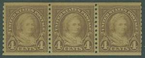 USA SC# 601  M Washington 4c, Coil strip of 3, MNH