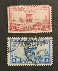 US Scott 649-650 Used Stamp Set 2c 5c Aeronautics Conference z6909