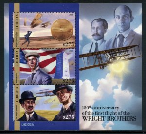 LIBERIA 2023 120th ANNIVERSARY OF THE WRIGHT BROTHERS FIRST FLIGHT SHEET MINT NH